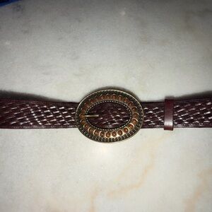 Brown Woven Belt with Gold Buckle